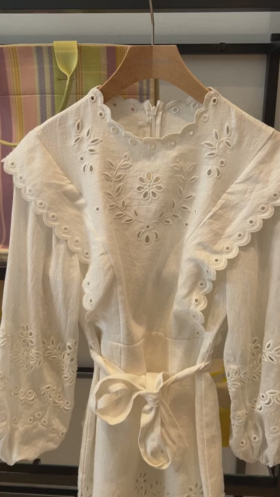 ZIMMERMANN Sukienka Damska Haftowana Junie Mini Ivory