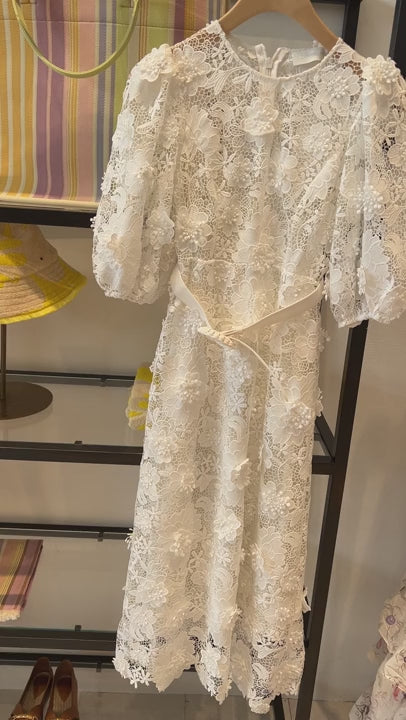 Zimmermann Sukienka Damska Ivory Halliday Lace Flower Dress 9866DSS241