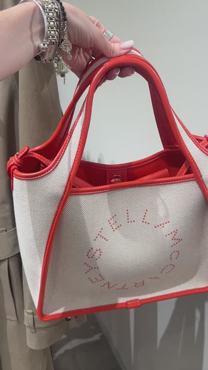 Stella McCartney Damska torebka na ramię canvas Salt & Pepper