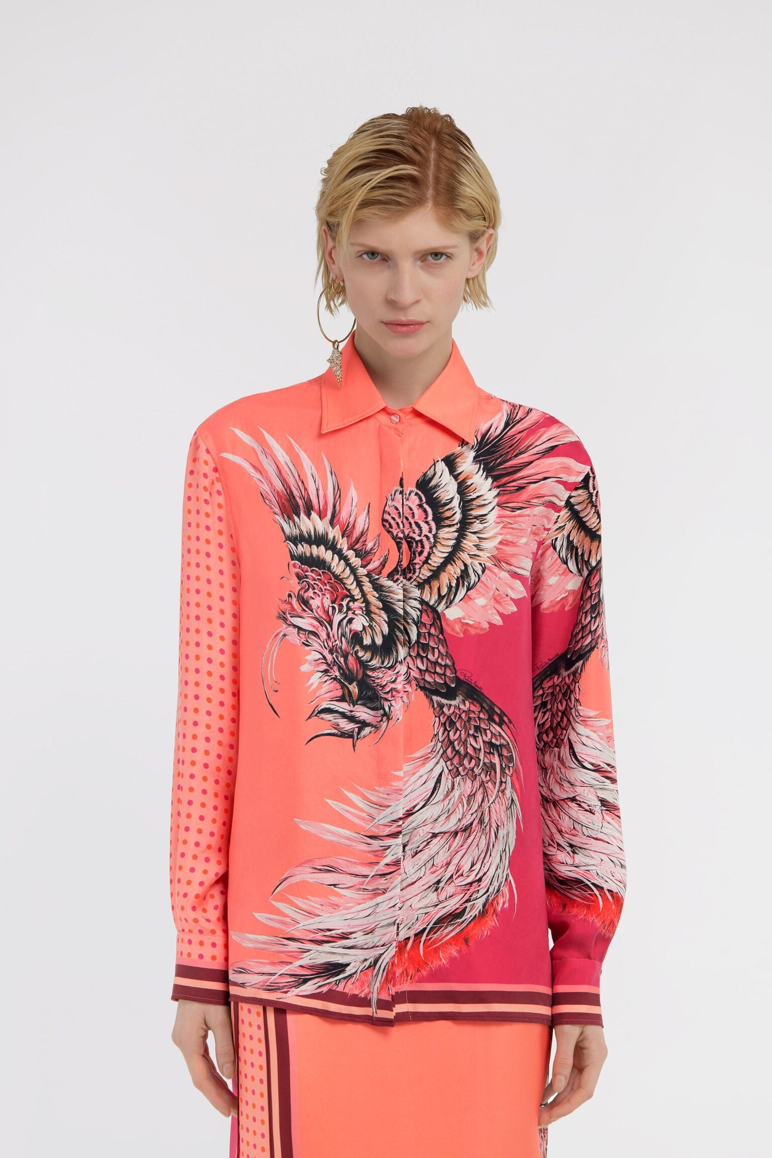 Roberto Cavalli Bird Patchwork print shirtRoberto Cavalli