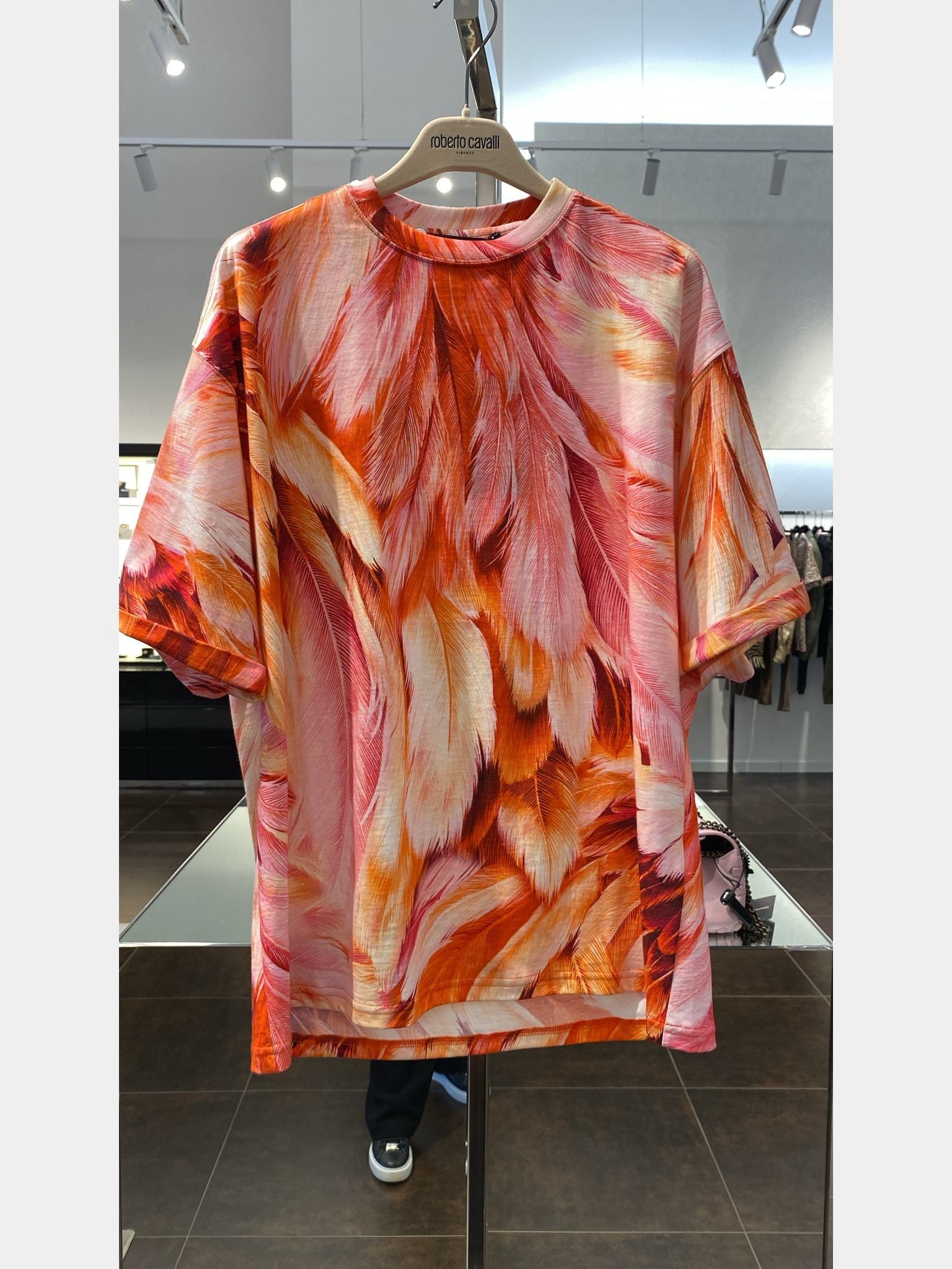Roberto Cavalli Cool Fit Tee Plumage Print UNISEXRoberto Cavalli