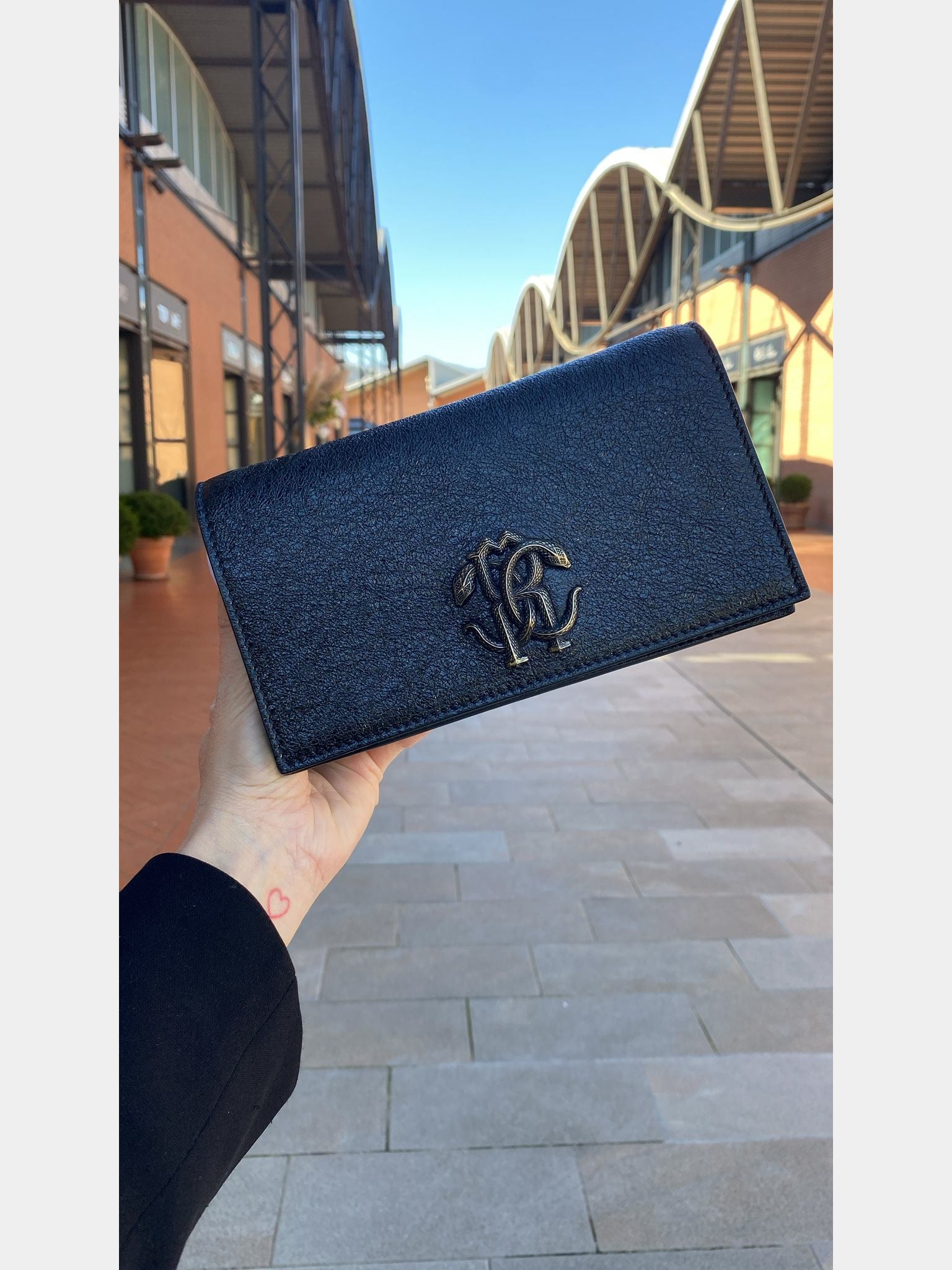 Roberto Cavalli Crackle Leather Clutch BagRoberto Cavalli