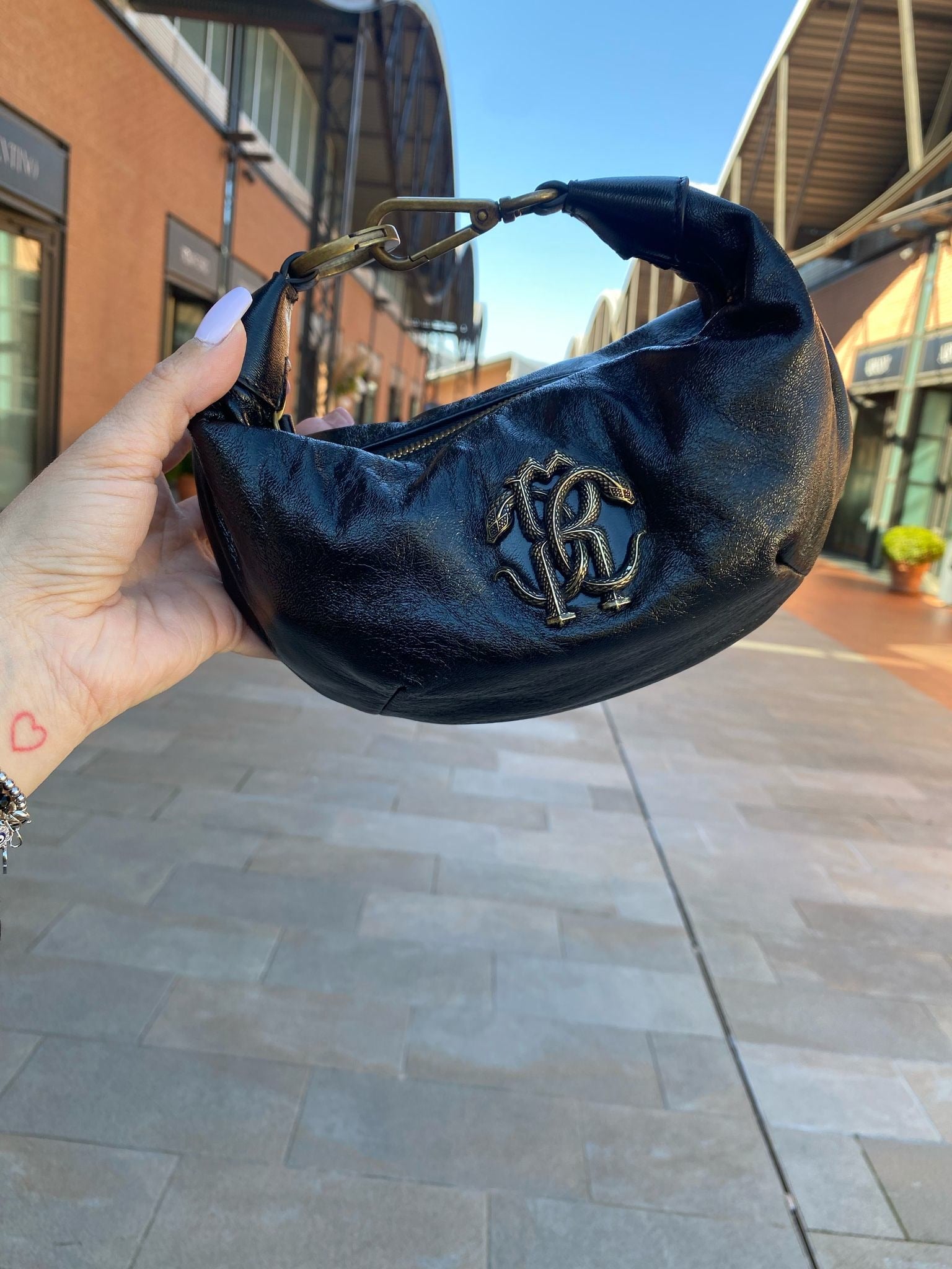 Roberto Cavalli Denim Mini Hobo BagRoberto Cavalli