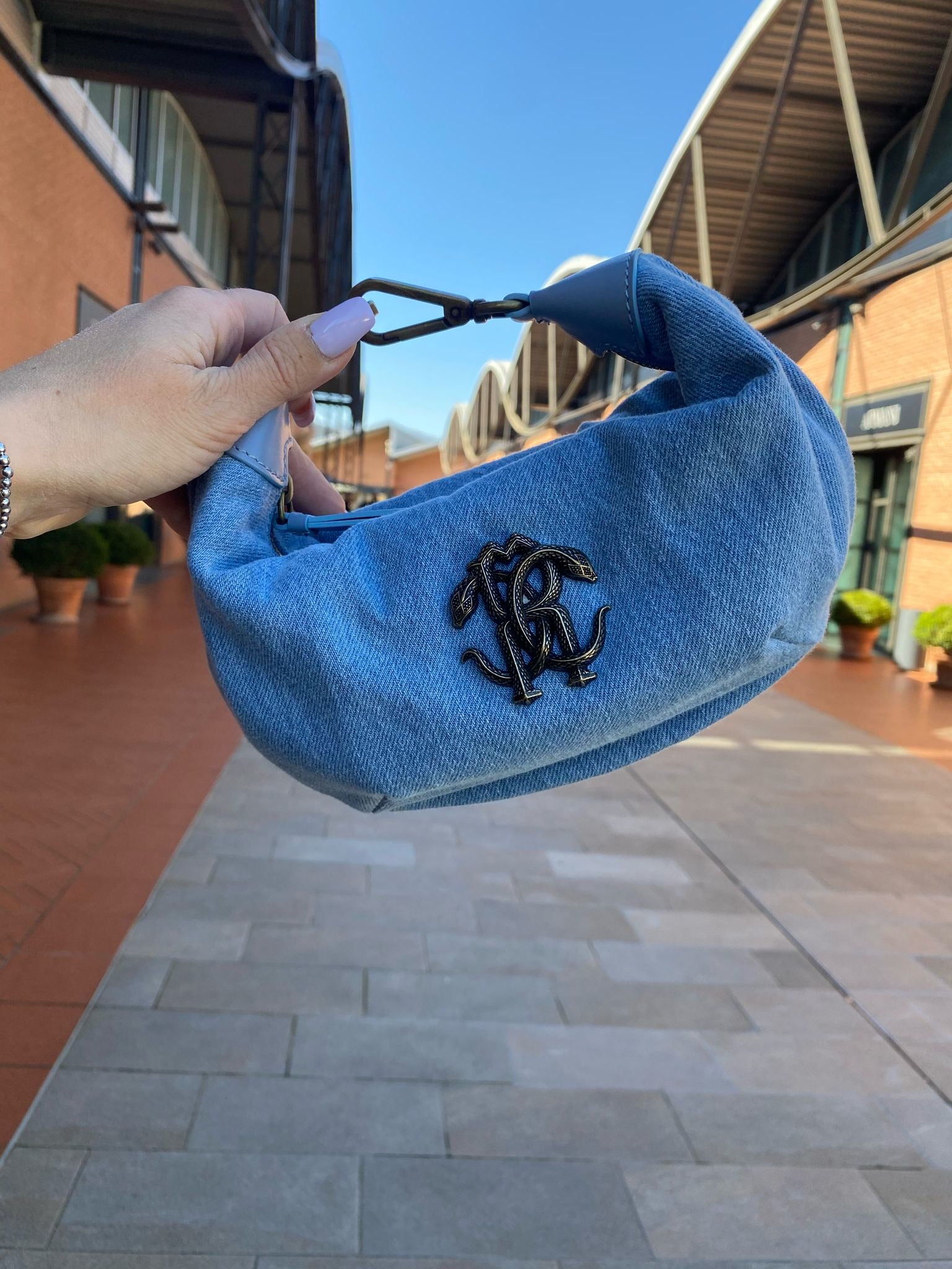 Roberto Cavalli Denim Mini Hobo BagRoberto Cavalli