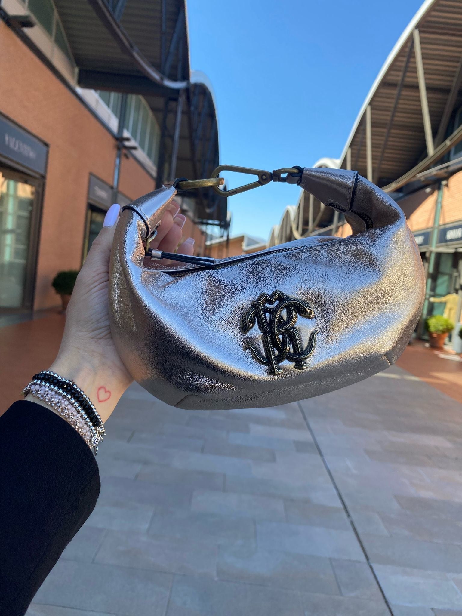 Roberto Cavalli Denim Mini Hobo BagRoberto Cavalli