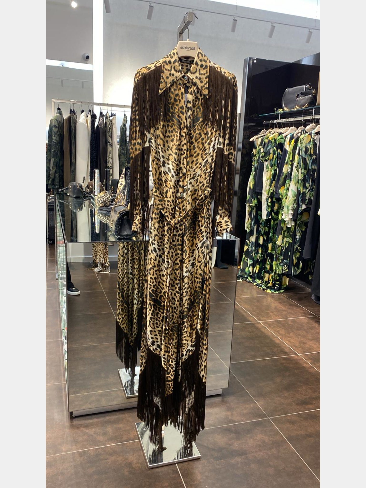 Roberto Cavalli Leopard Print Fringe long dressRoberto Cavalli