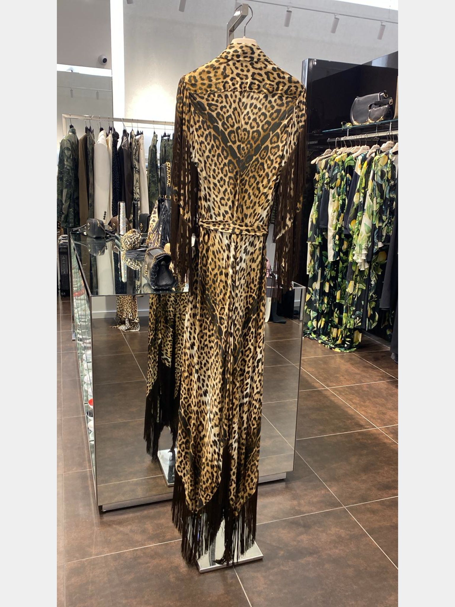 Roberto Cavalli Leopard Print Fringe long dressRoberto Cavalli