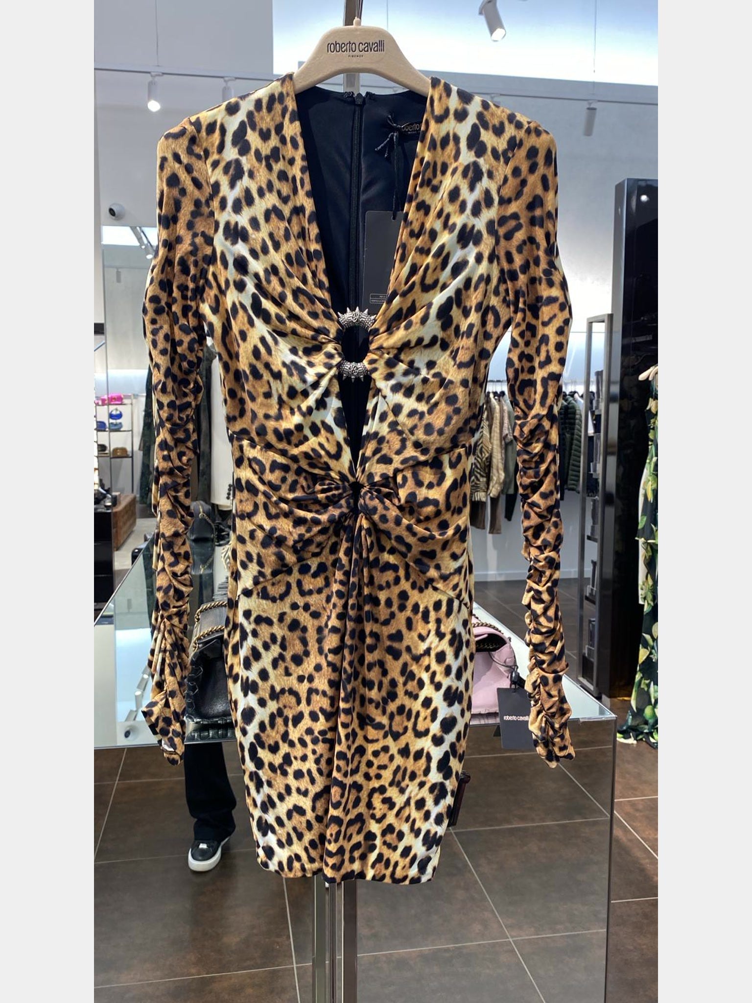 Roberto Cavalli leopard print V - neck minidressRoberto Cavalli