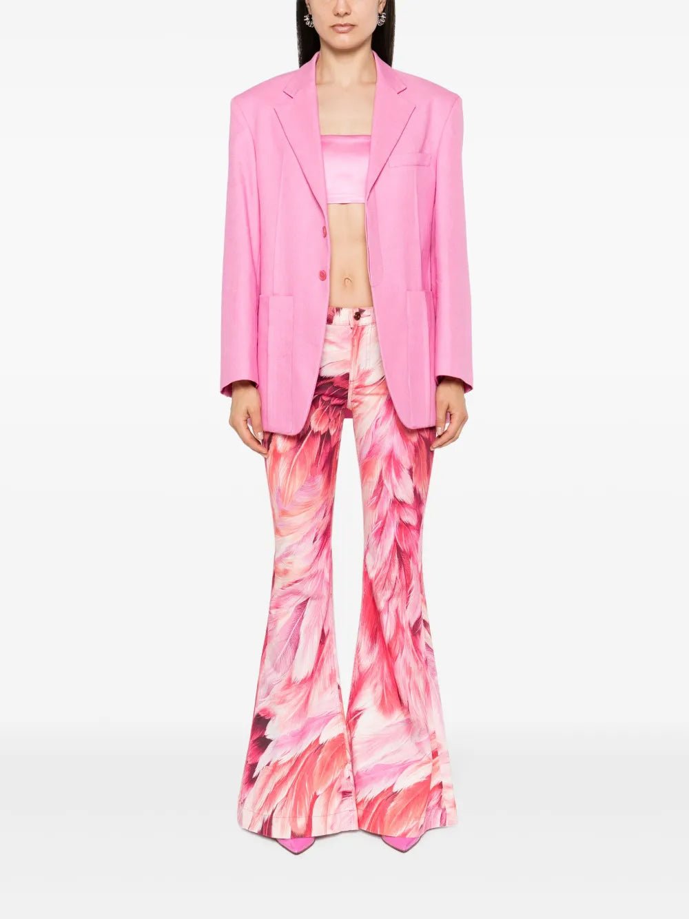 Roberto Cavalli plumage - print flared jeansRoberto Cavalli