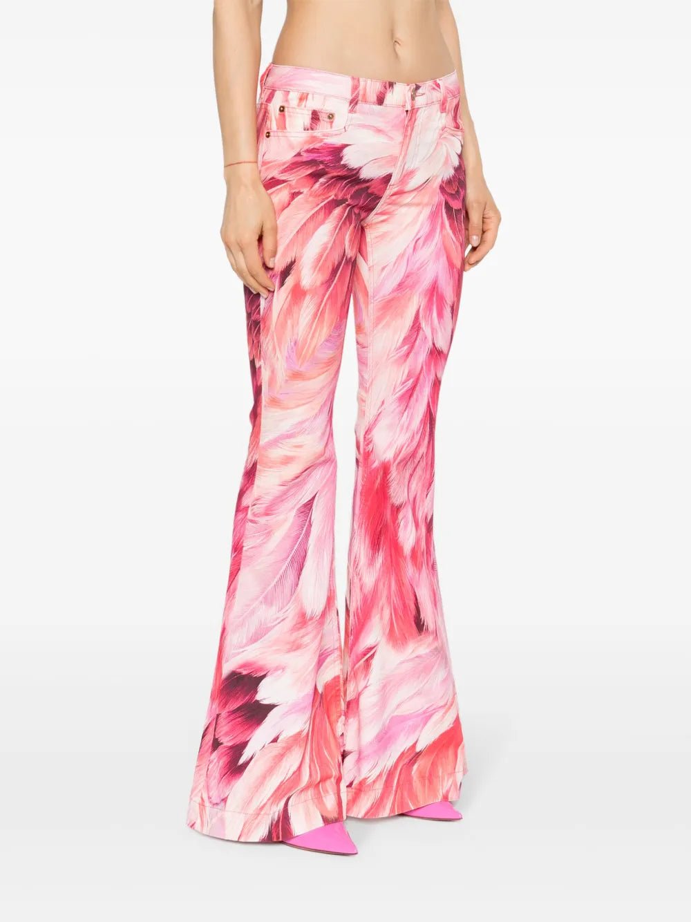 Roberto Cavalli plumage - print flared jeansRoberto Cavalli