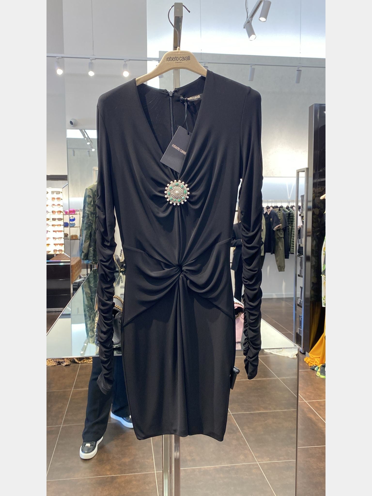 Roberto Cavalli Short dress with ruffles and stonesRoberto Cavalli