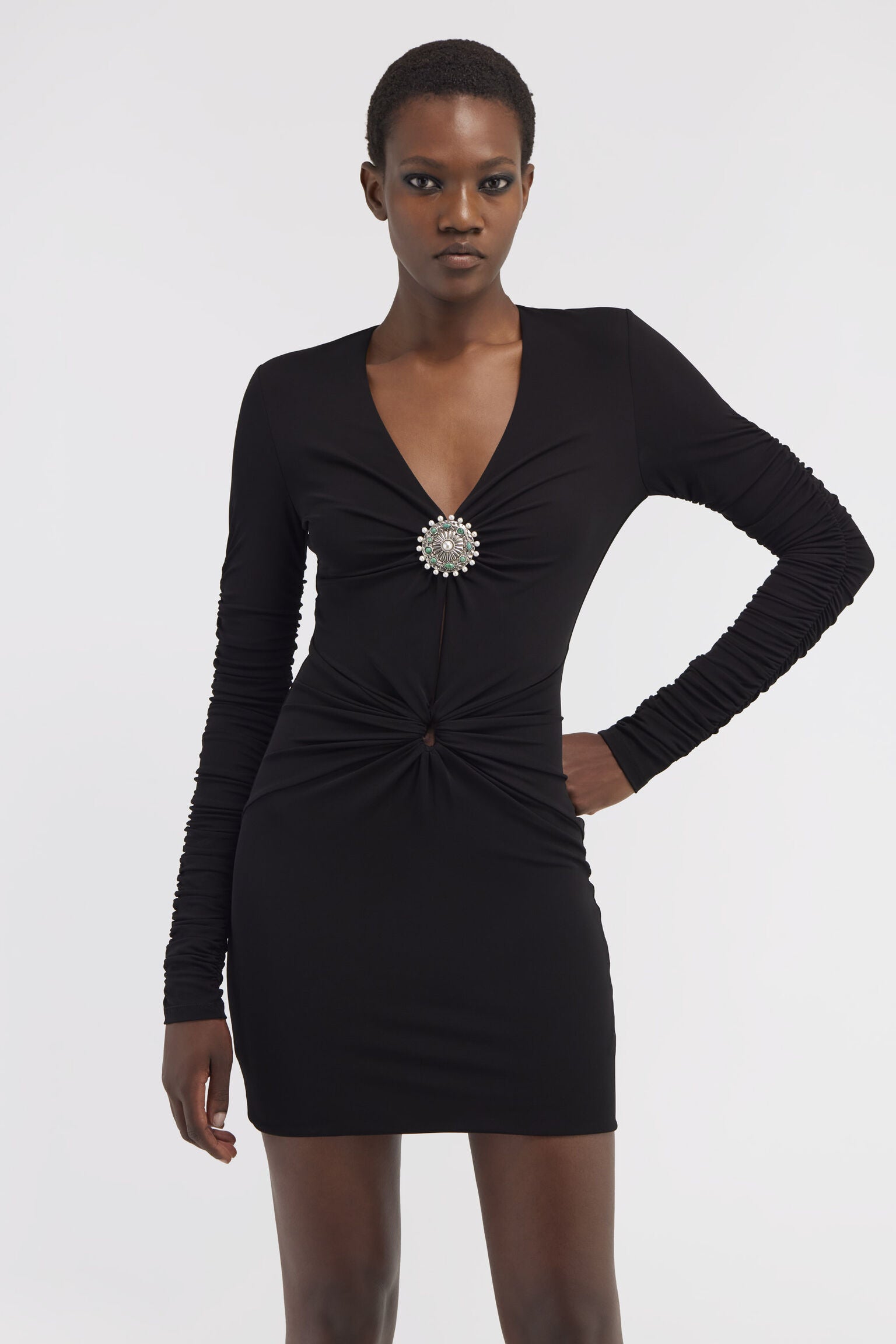 Roberto Cavalli Short dress with ruffles and stonesRoberto Cavalli