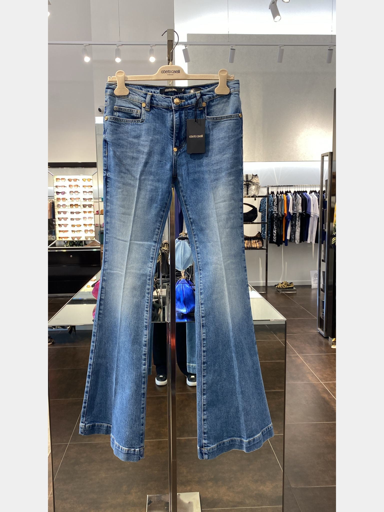 Roberto Cavalli spodnie damskie Flare Fit QOJ205 - DL006Roberto Cavalli