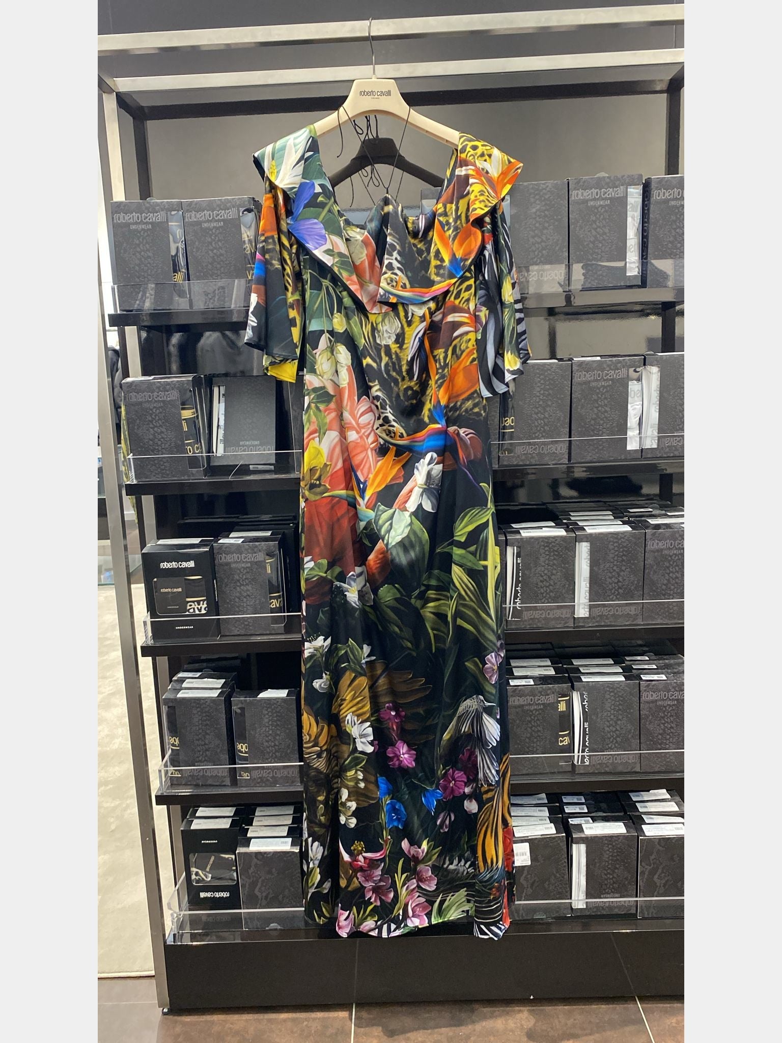 Roberto Cavalli Tropical - Print Ruffled Maxi DressRoberto Cavalli