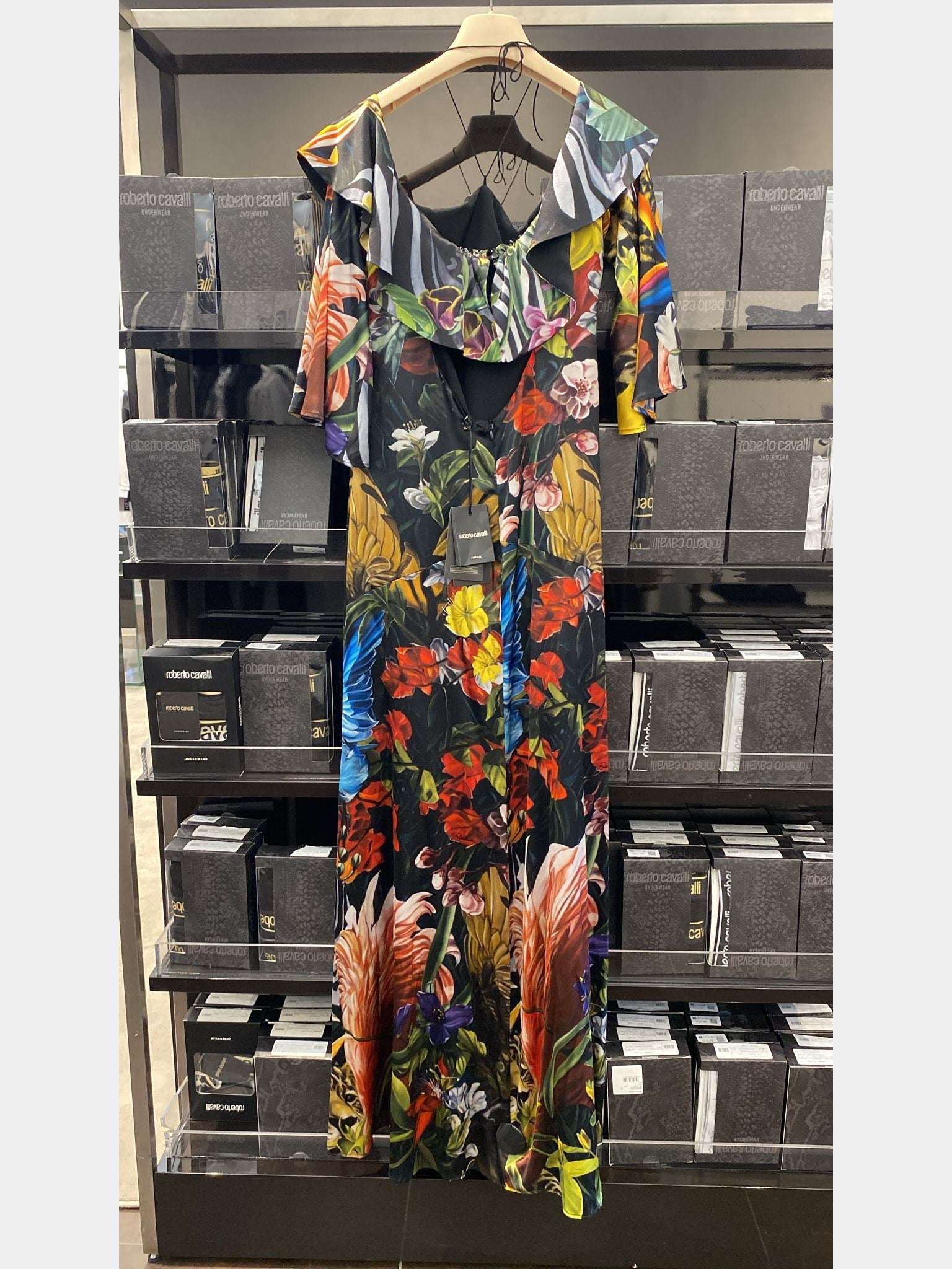 Roberto Cavalli Tropical - Print Ruffled Maxi DressRoberto Cavalli