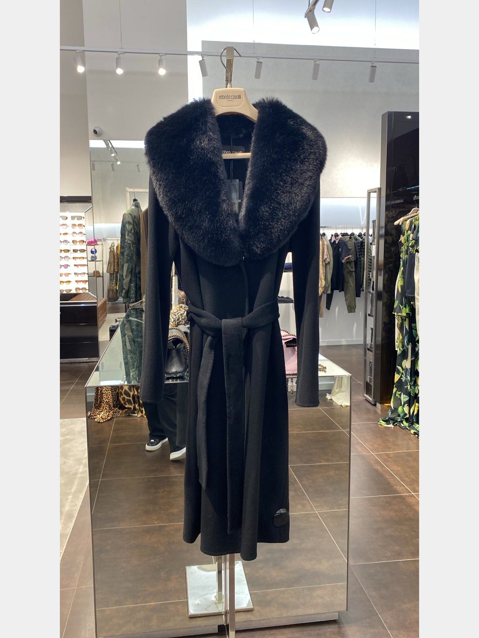Roberto Cavalli Woman Coat With Faux Fur CollarRoberto Cavalli