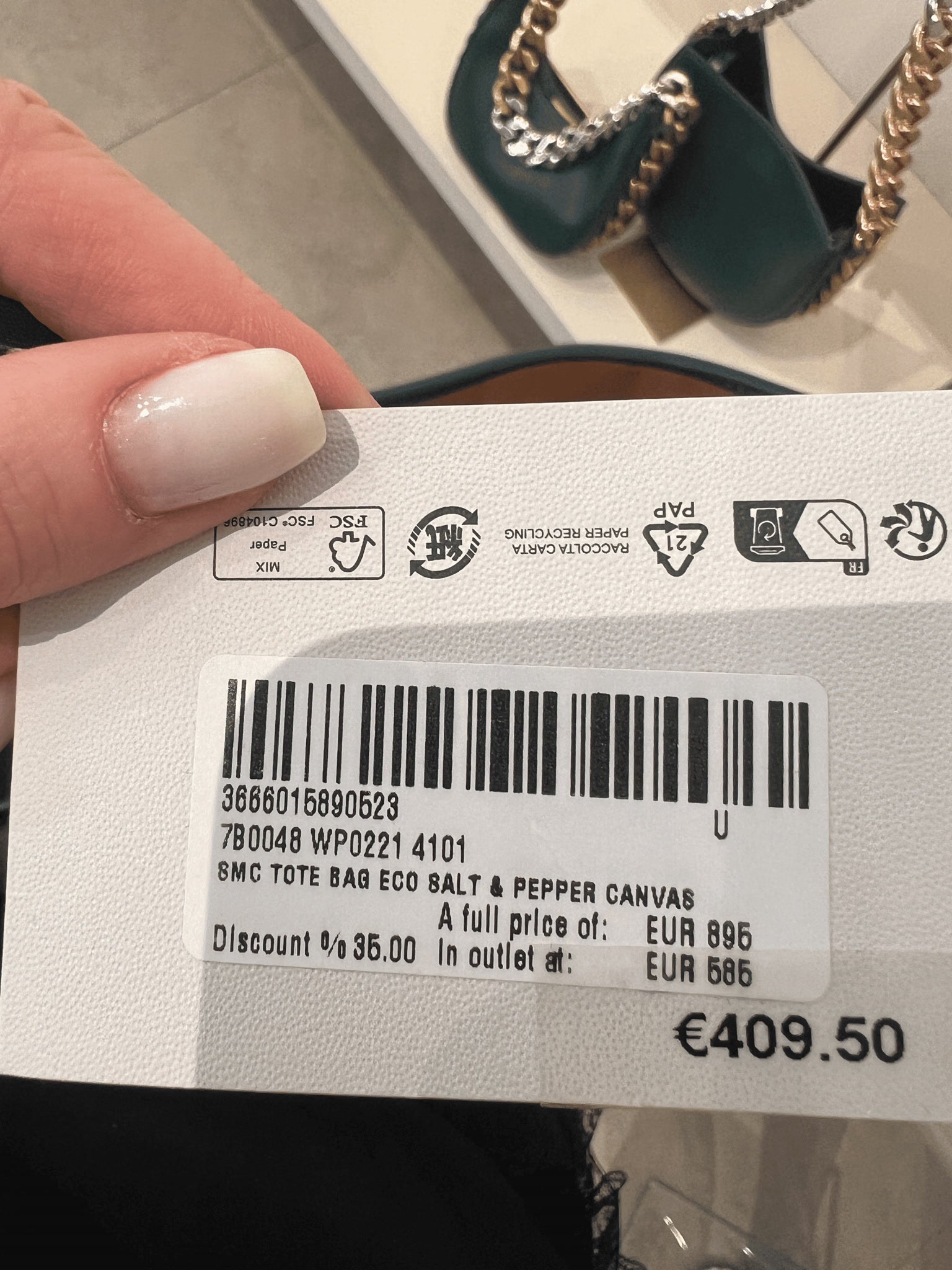 Stella McCartney Damska torba Eco Salt & Pepper CanvasStella Mccartney