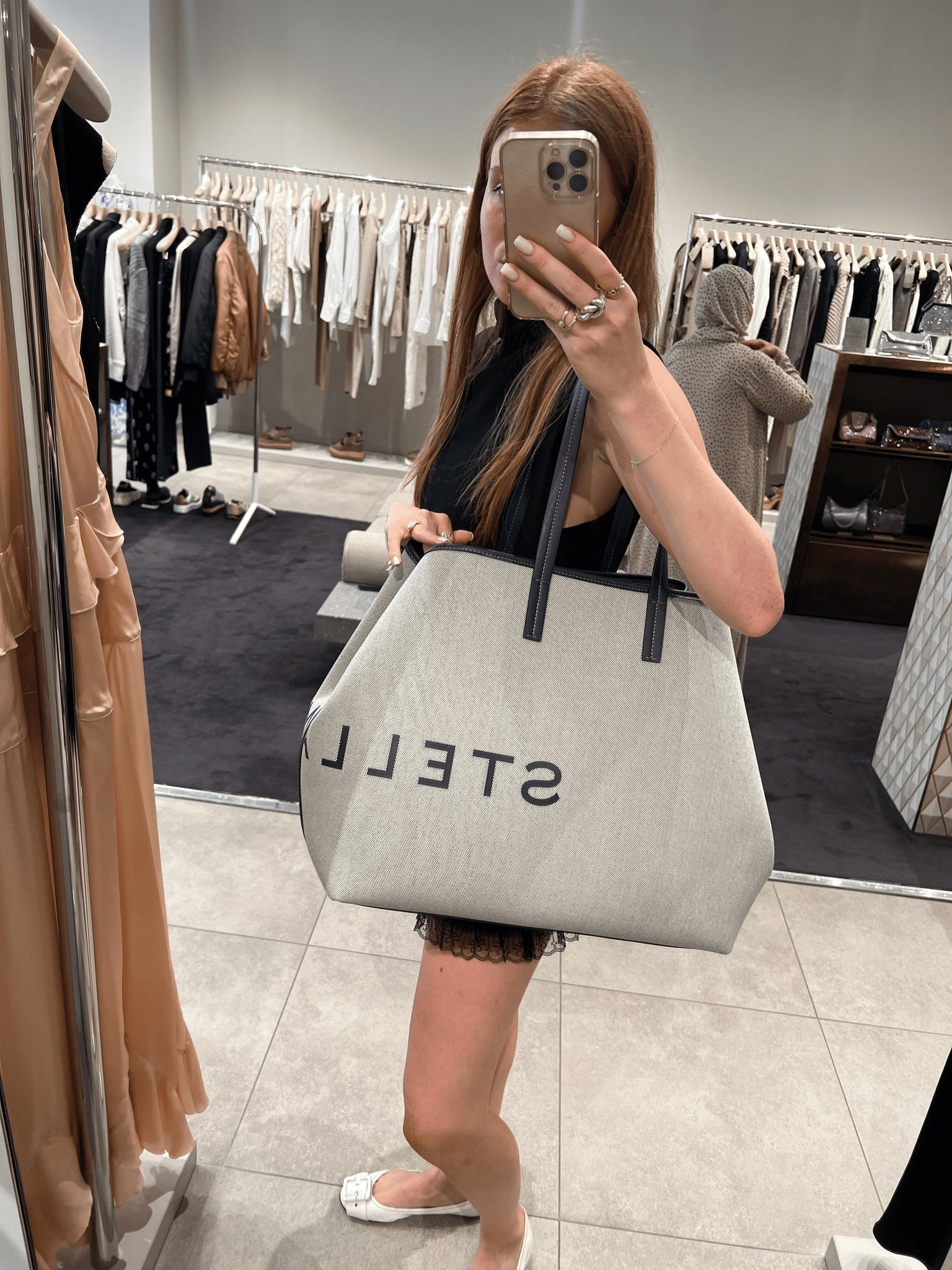 Stella McCartney Damska torba na zakupy Salt and Pepper CanvasStella Mccartney
