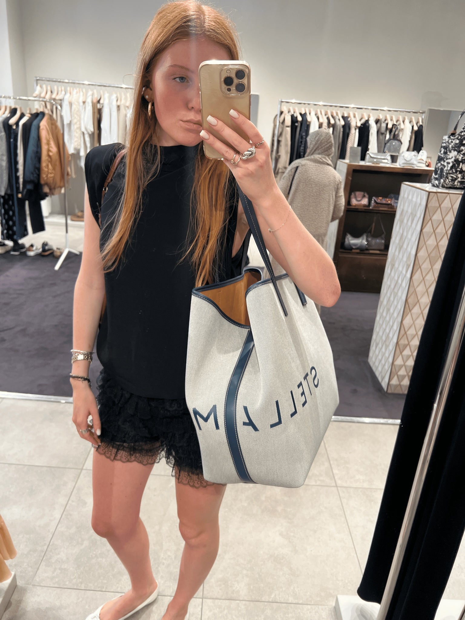 Stella McCartney Damska torba na zakupy Salt and Pepper CanvasStella Mccartney
