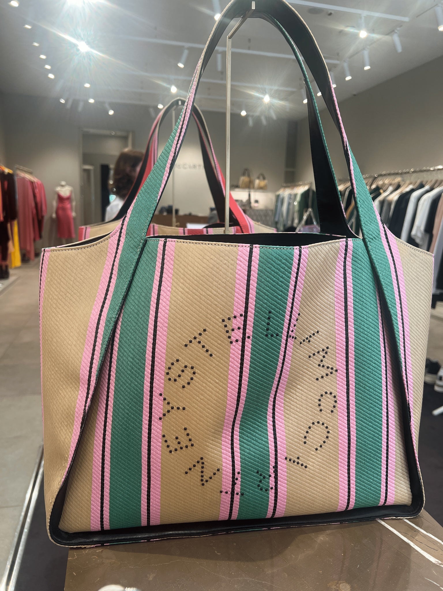 Stella McCartney Damska torba rafiowa paskowanaStella Mccartney