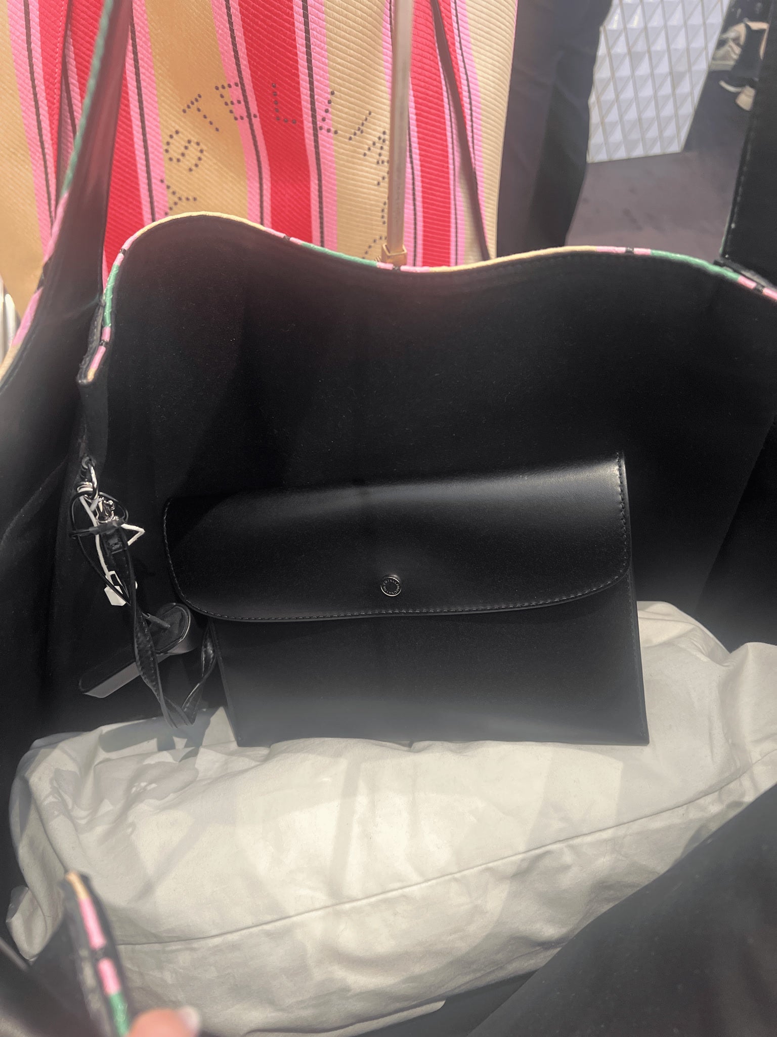 Stella McCartney Damska torba rafiowa paskowanaStella Mccartney