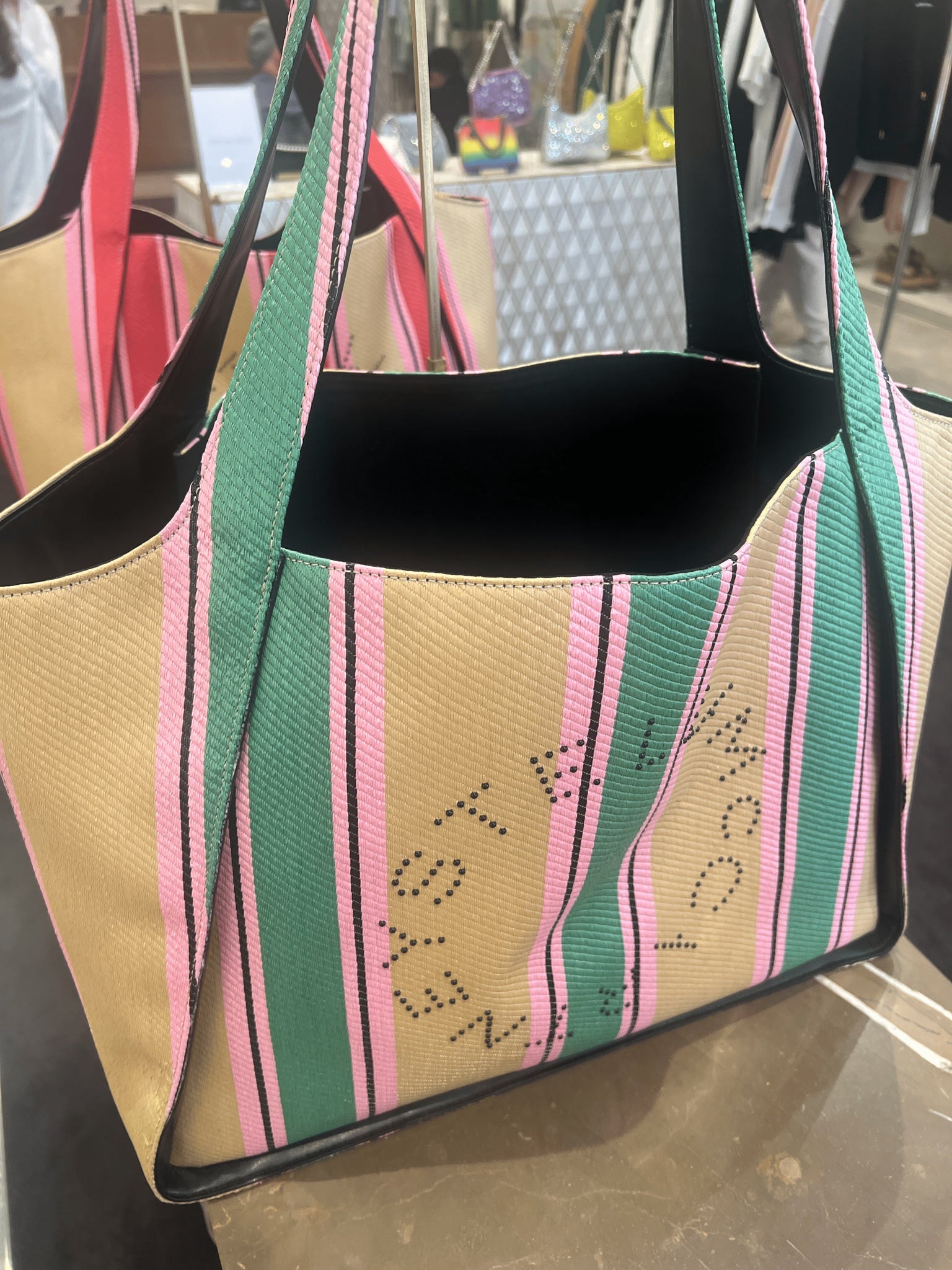 Stella McCartney Damska torba rafiowa paskowanaStella Mccartney