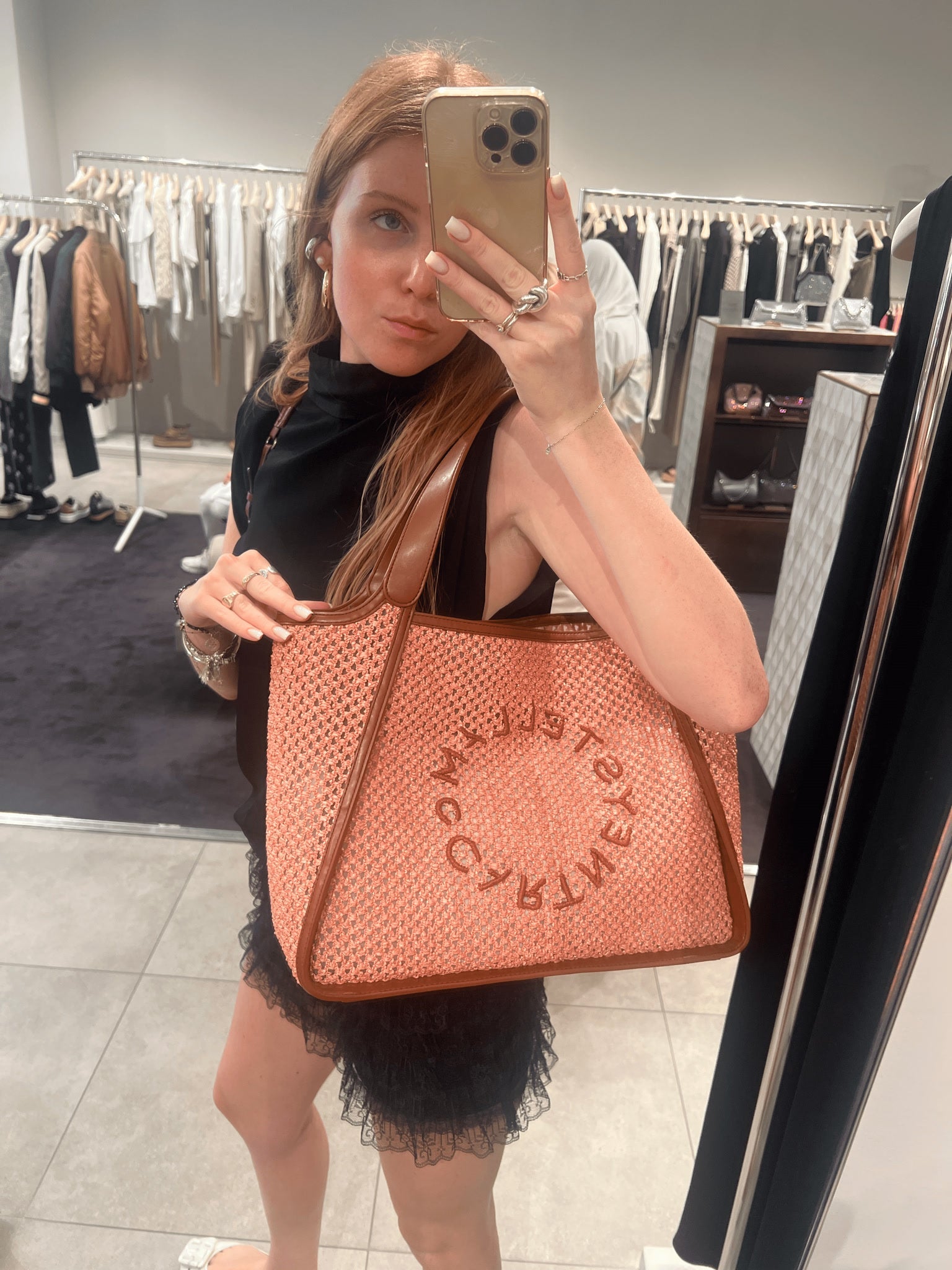 Stella McCartney Damska torba Tote Rafia MeshStella Mccartney