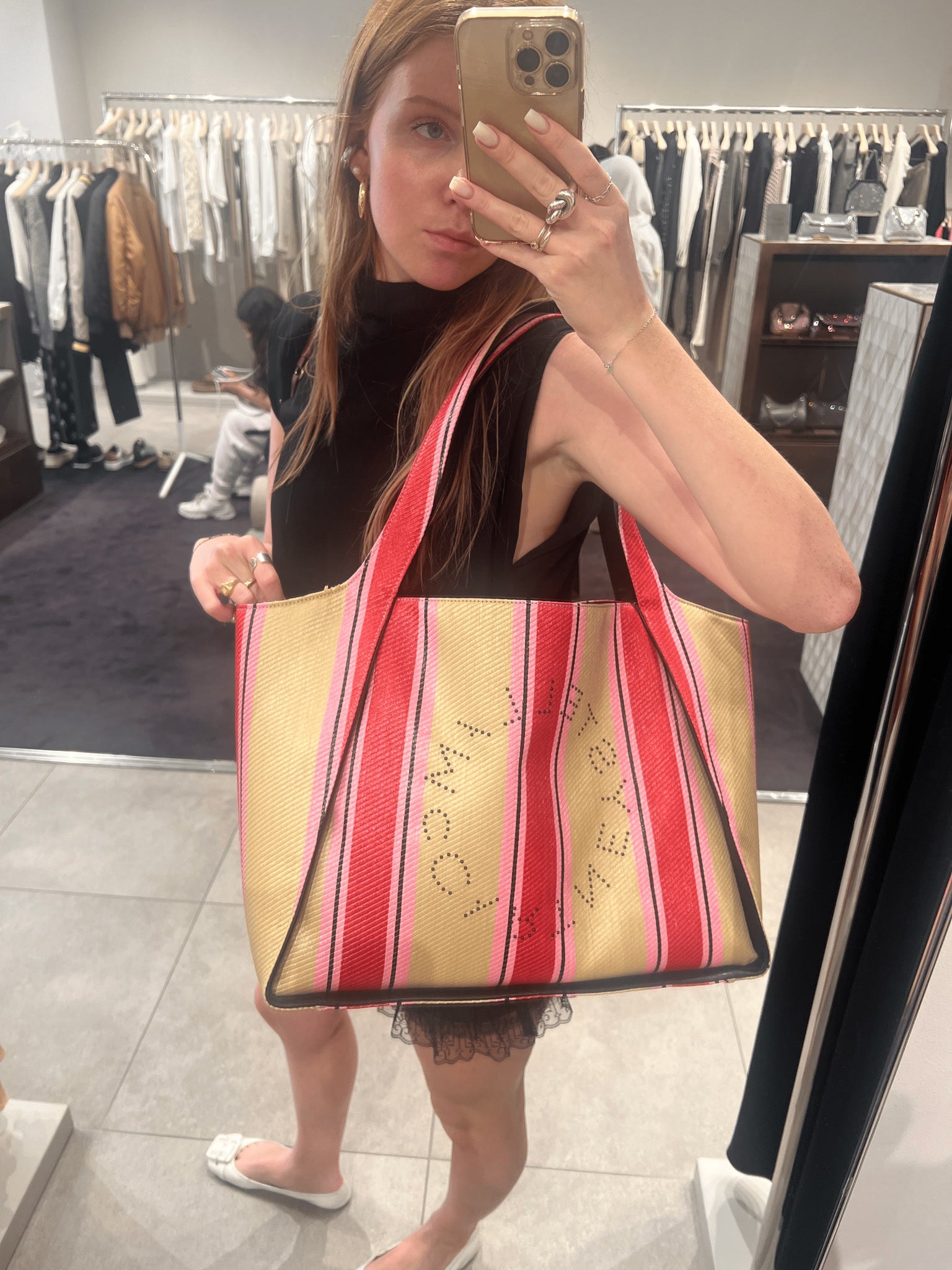 Stella McCartney Damska torba Tote Striped RafiaStella Mccartney