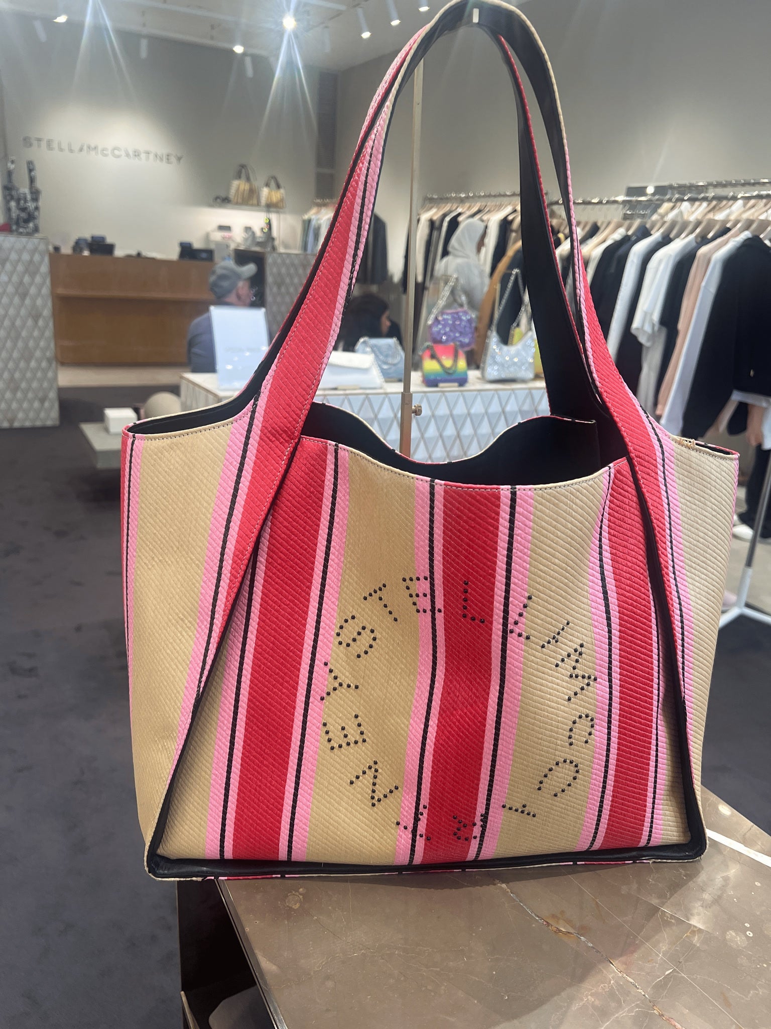 Stella McCartney Damska torba Tote Striped RafiaStella Mccartney