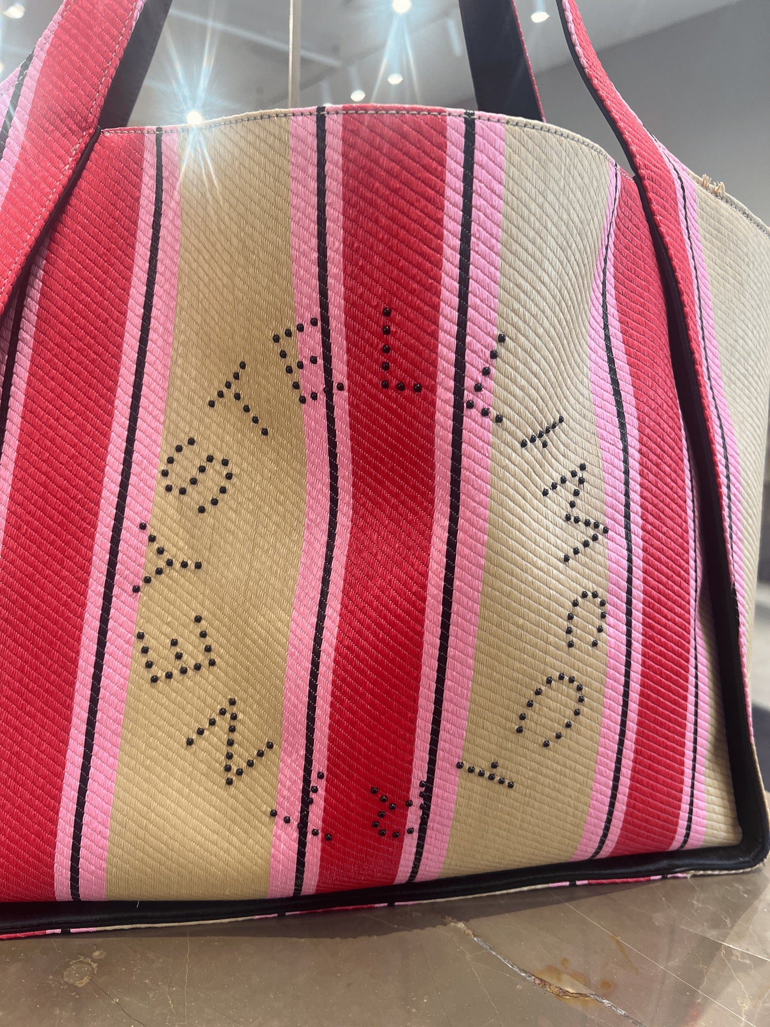 Stella McCartney Damska torba Tote Striped RafiaStella Mccartney