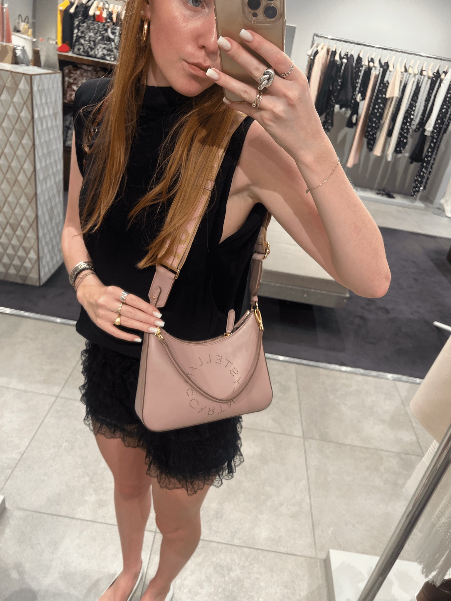 Stella McCartney Damska torebka Hobo Logo beżowaStella Mccartney