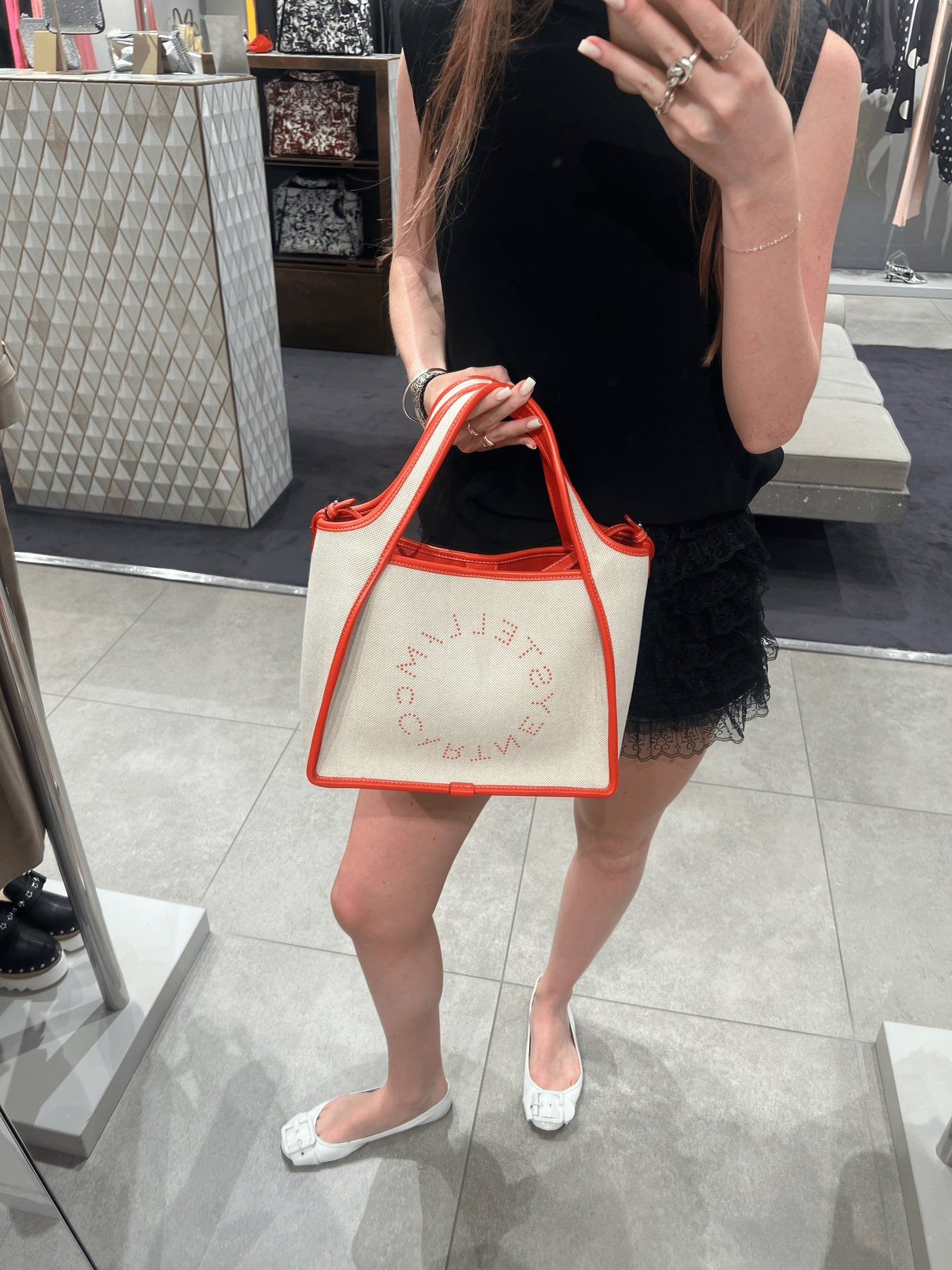 Stella McCartney Damska torebka na ramię canvas Salt & PepperStella Mccartney