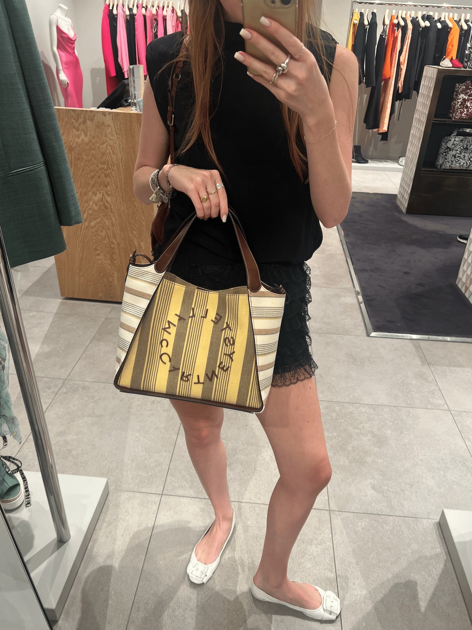Stella McCartney Damska torebka na ramię Eco Stripe CottonStella Mccartney