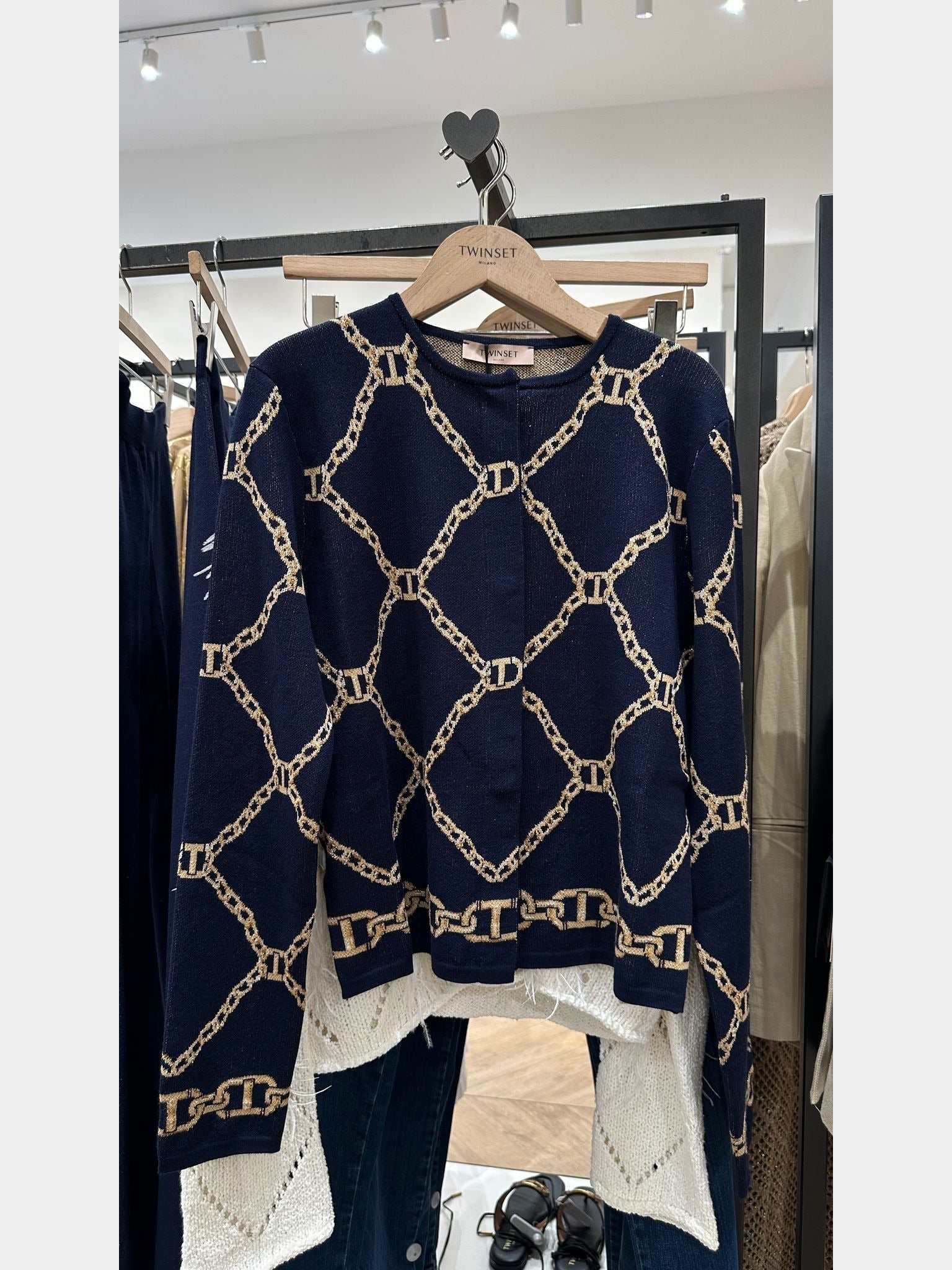 Twinset Giacca in Maglia Jacquard ChainsTwinset