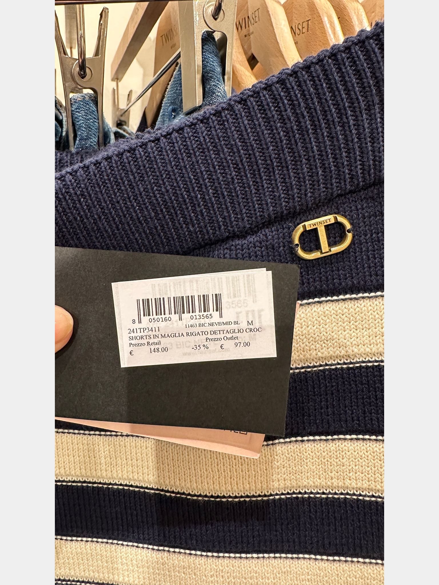 Twinset Shorts in Maglia Rigato Dettaglio CrocTwinset