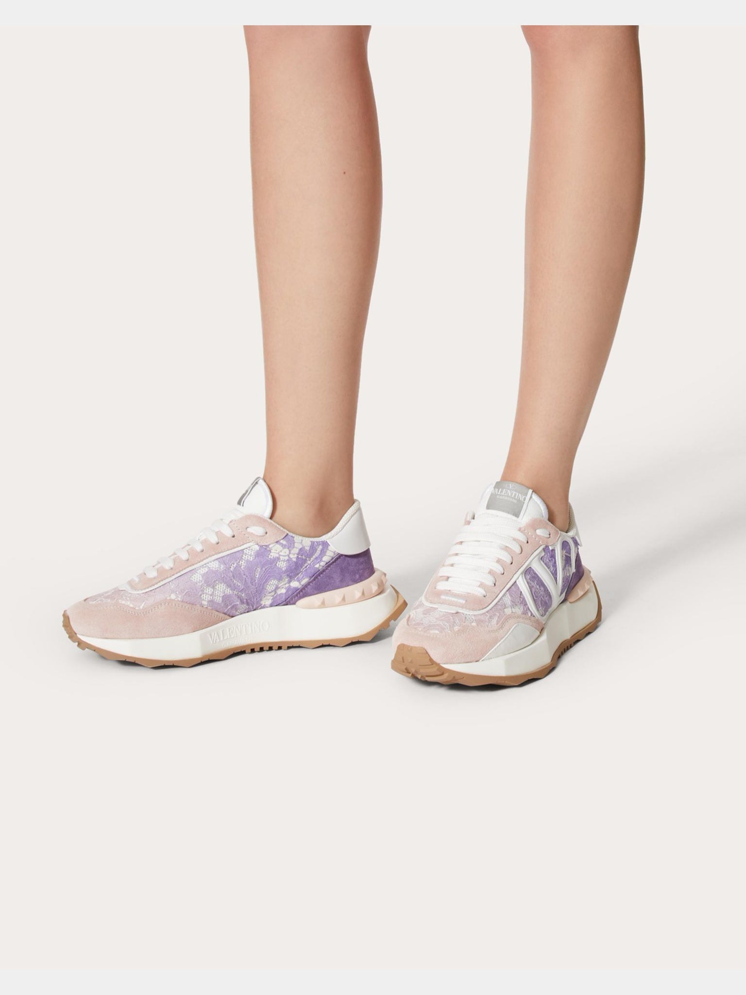 Valentino Damskie Lace And Mesh Lacerunner Trainer V7DValentino