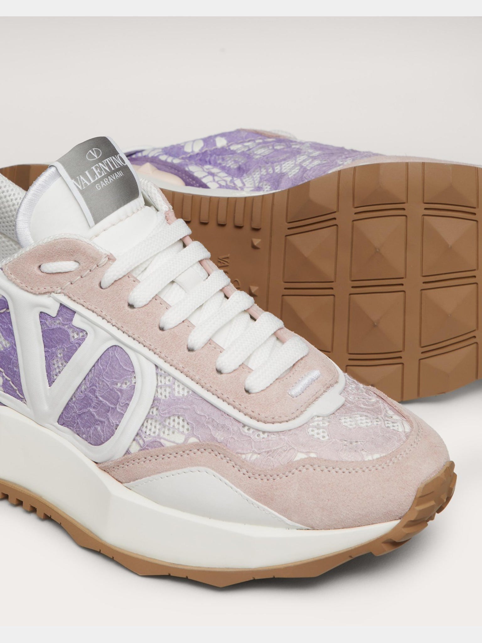 Valentino Damskie Lace And Mesh Lacerunner Trainer V7DValentino