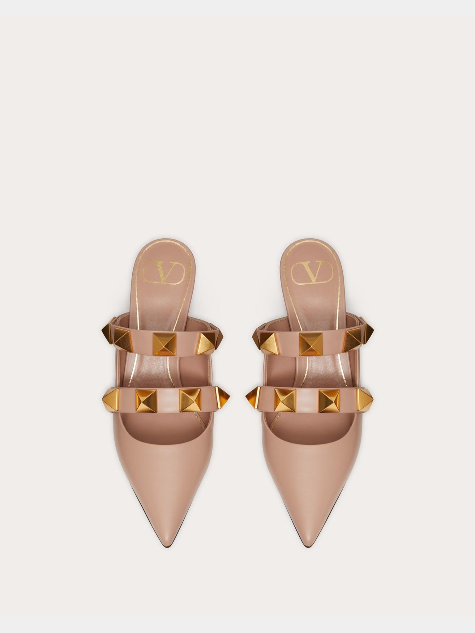 Valentino Damskie Mule Rose Cannelle Roman Stud In Calfskin ZW2S0BM6KET0F9Valentino