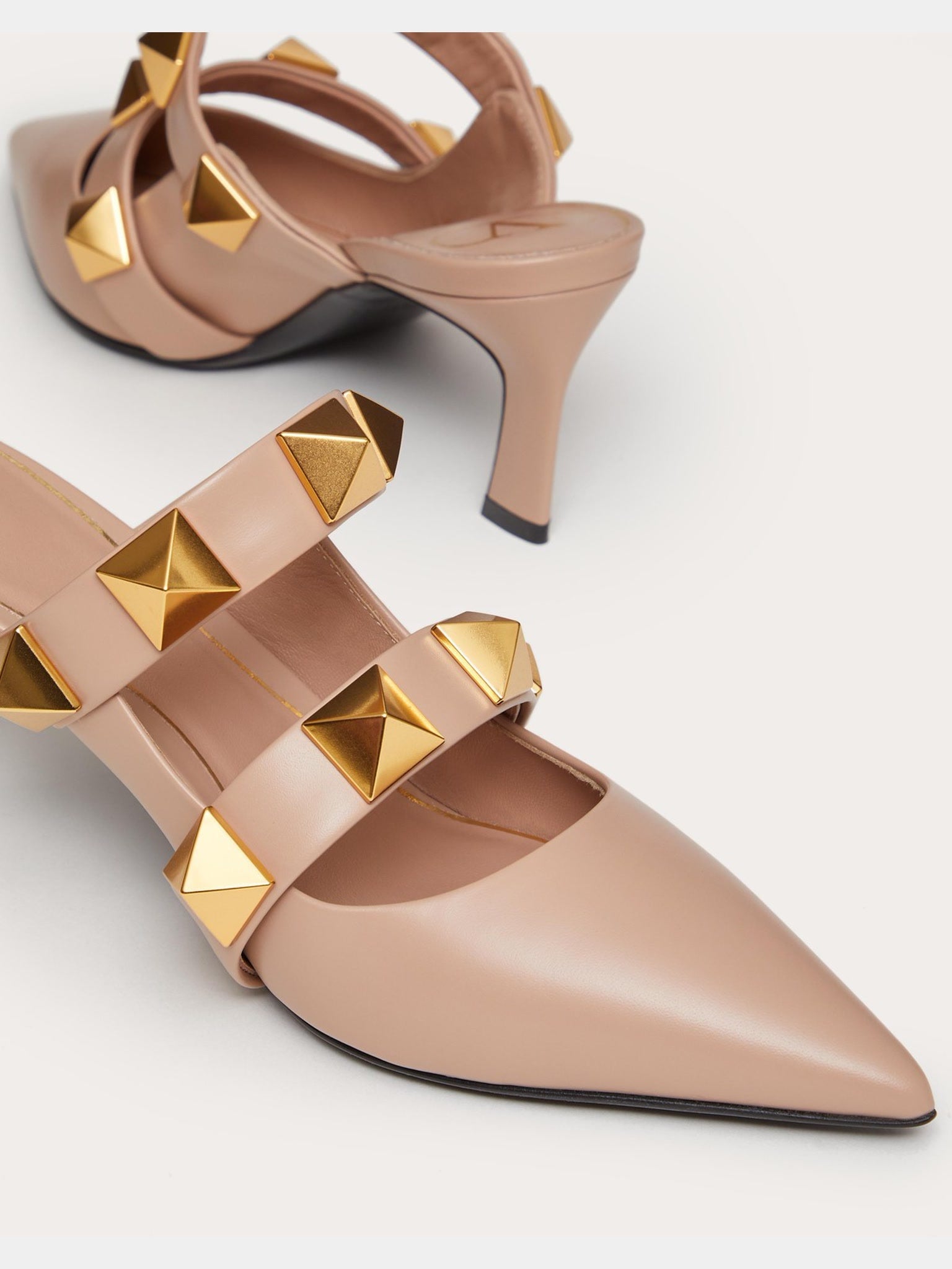 Valentino Damskie Mule Rose Cannelle Roman Stud In Calfskin ZW2S0BM6KET0F9Valentino