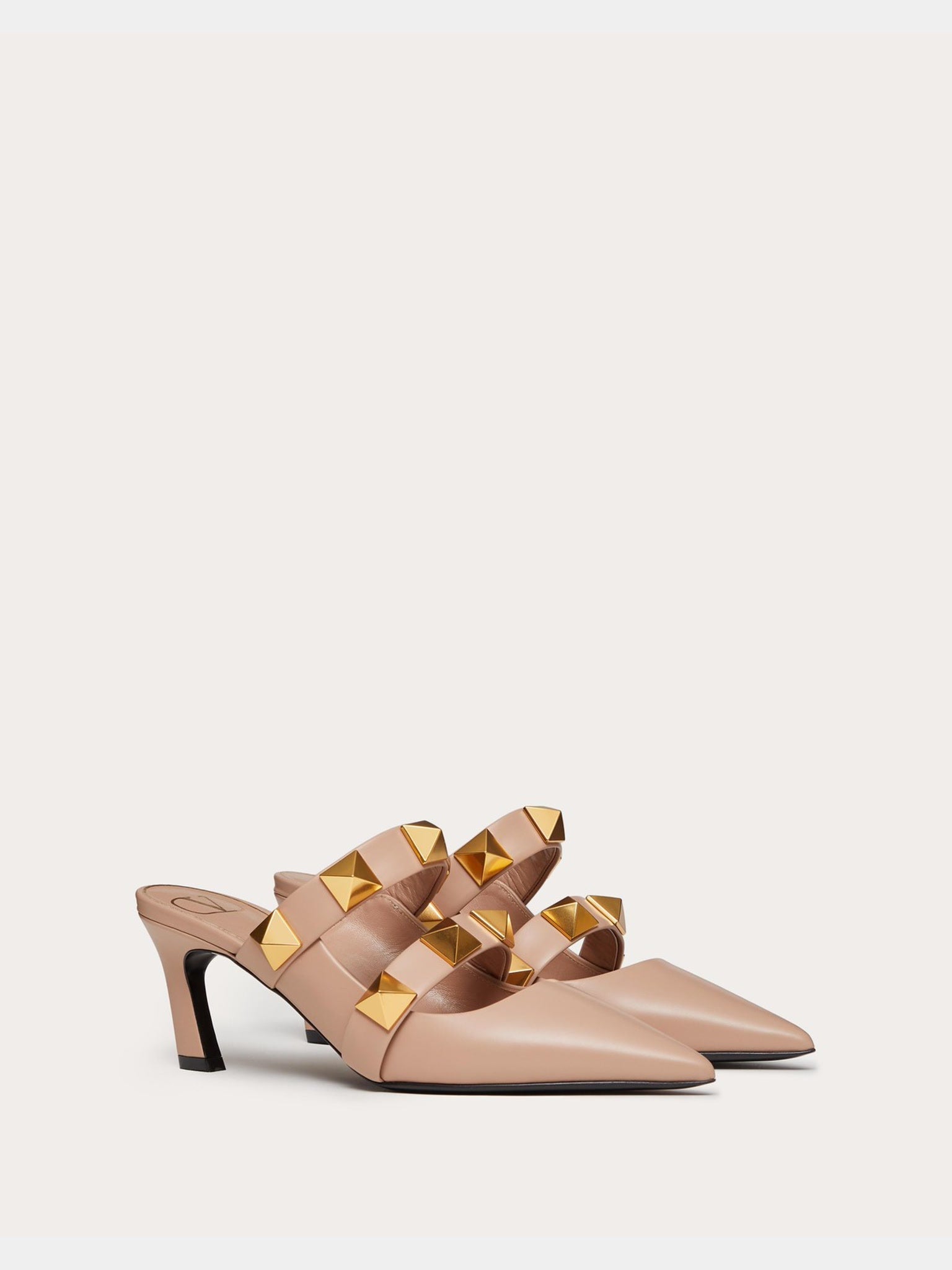 Valentino Damskie Mule Rose Cannelle Roman Stud In Calfskin ZW2S0BM6KET0F9Valentino