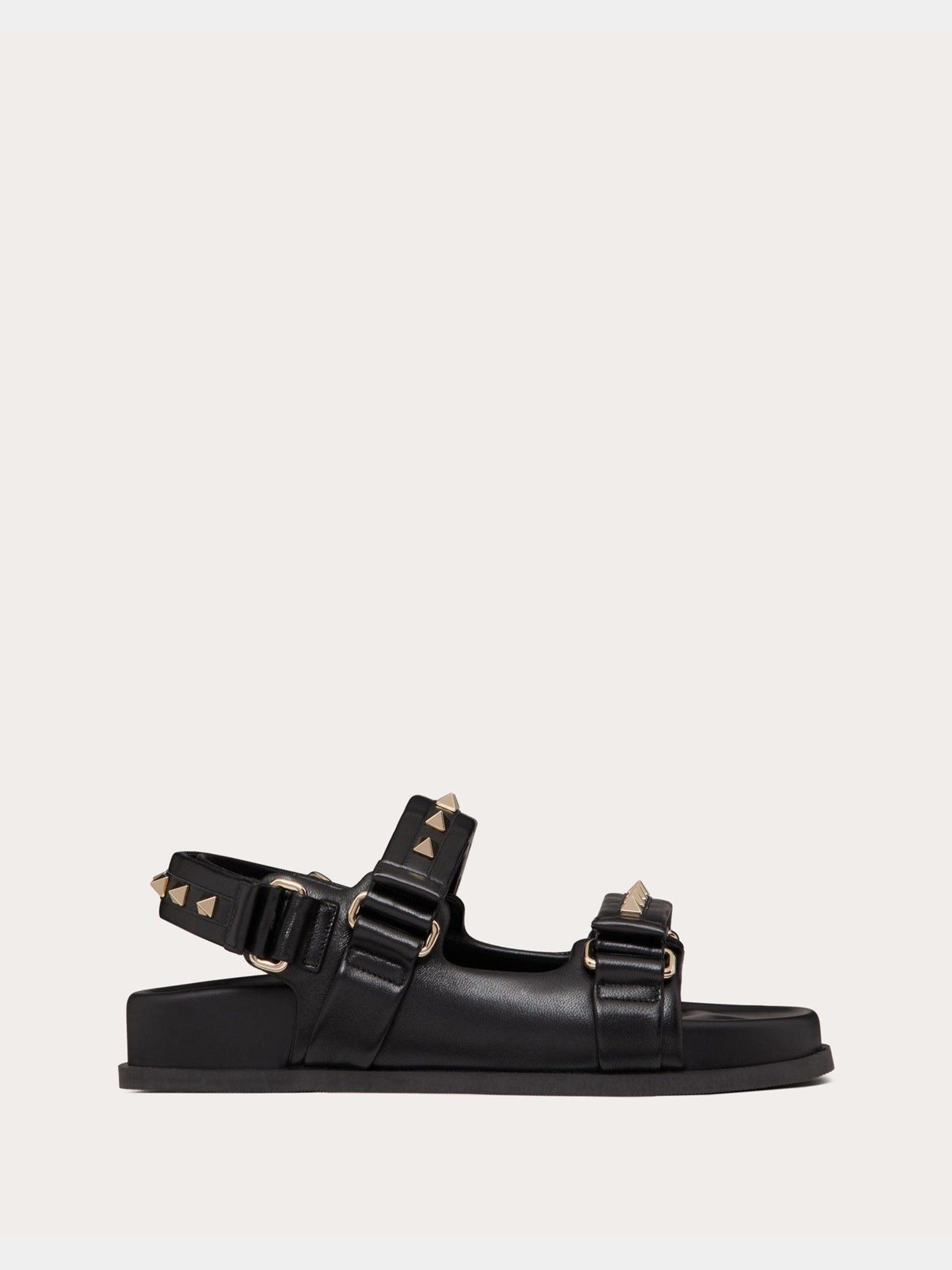 Valentino Damskie Sandały Czarne ONO - NERO Rockstud Flat Sandal In Nappa Leather 1W2S0FE6MNK0NOValentino
