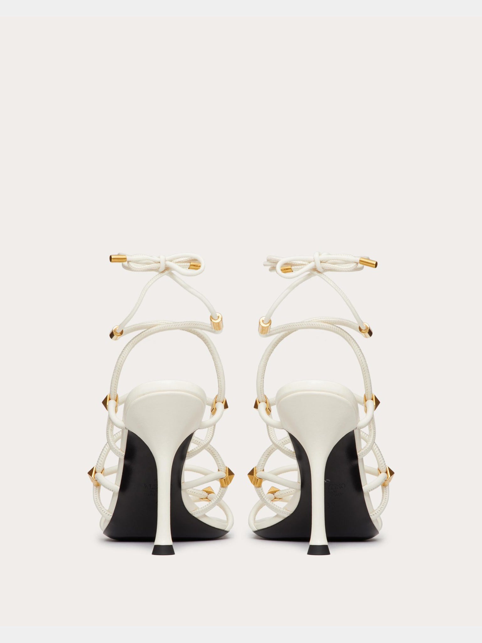 Valentino Damskie Sandały Ivory Rockstud Net Kidskin 2W2S0GB6XLX098Valentino