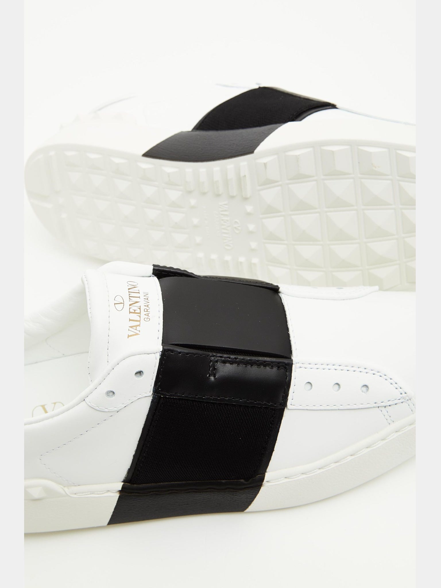 Valentino Damskie Trampki Nappa Bianco/Nero Open Tie - UpValentino