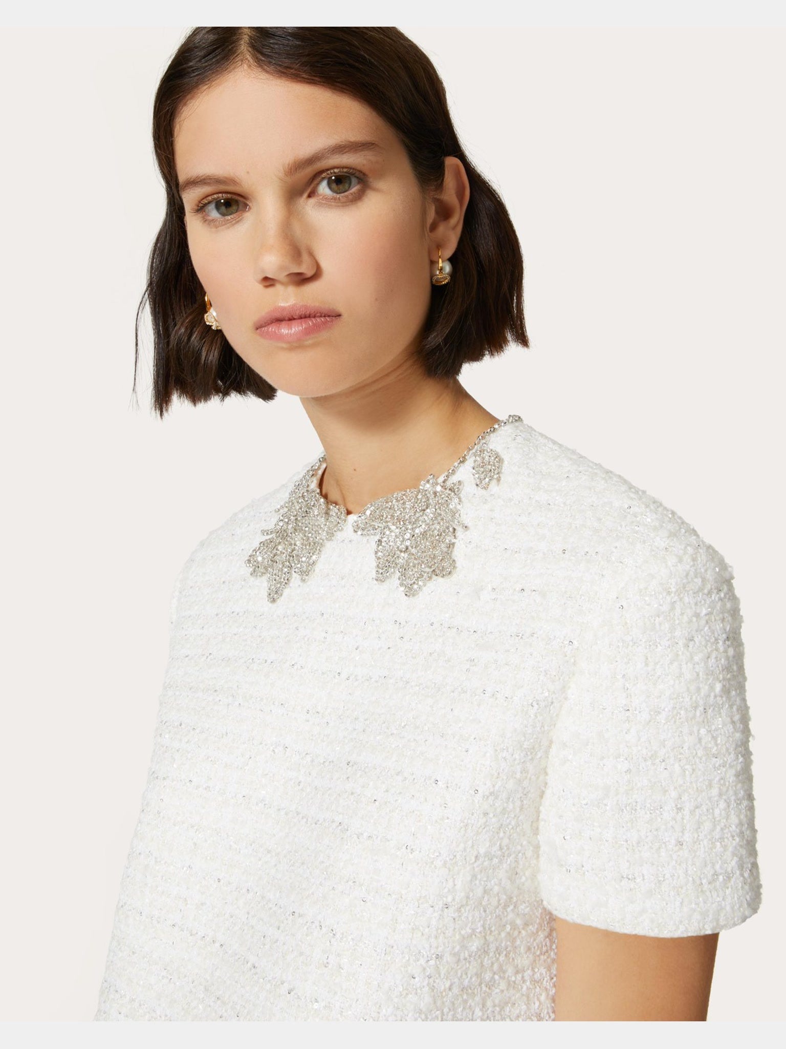 Valentino Embroidered Glaze Tweed Short DressValentino