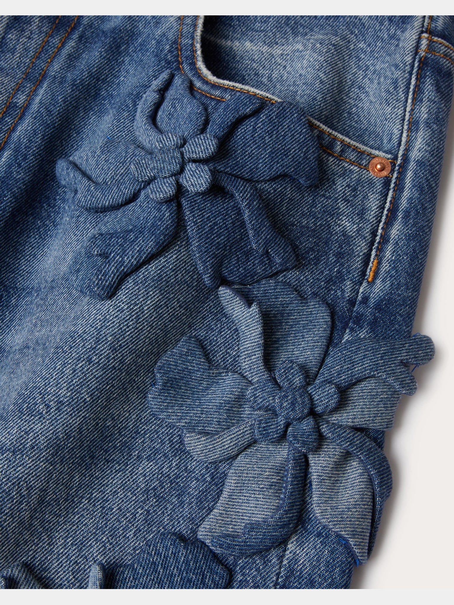 Valentino Jeans Damskie Niebieskie Haftowane Embroidered Medium Blue Denim Trousers 48ODD1769KJ558Valentino