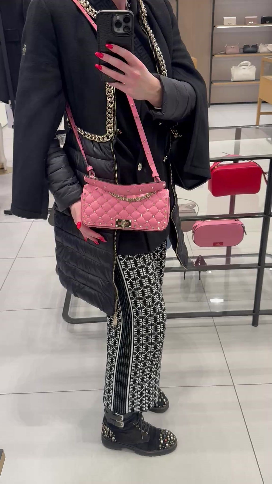 Valentino Rockstud Spike Calfskin Shoulder BagValentino