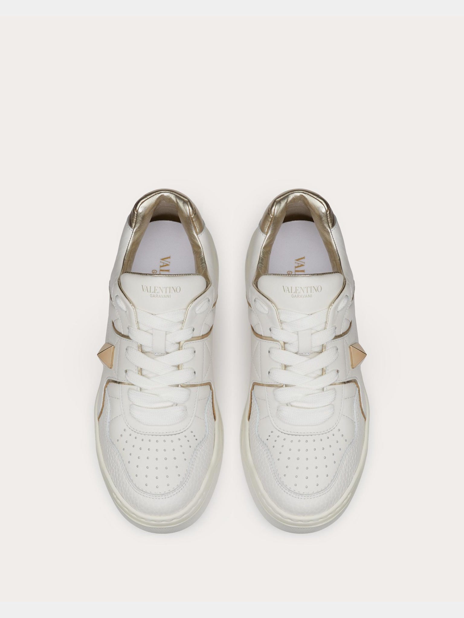 Valentino Sneaker Damskie Biało - Platynowe One Stud Low - TopValentino