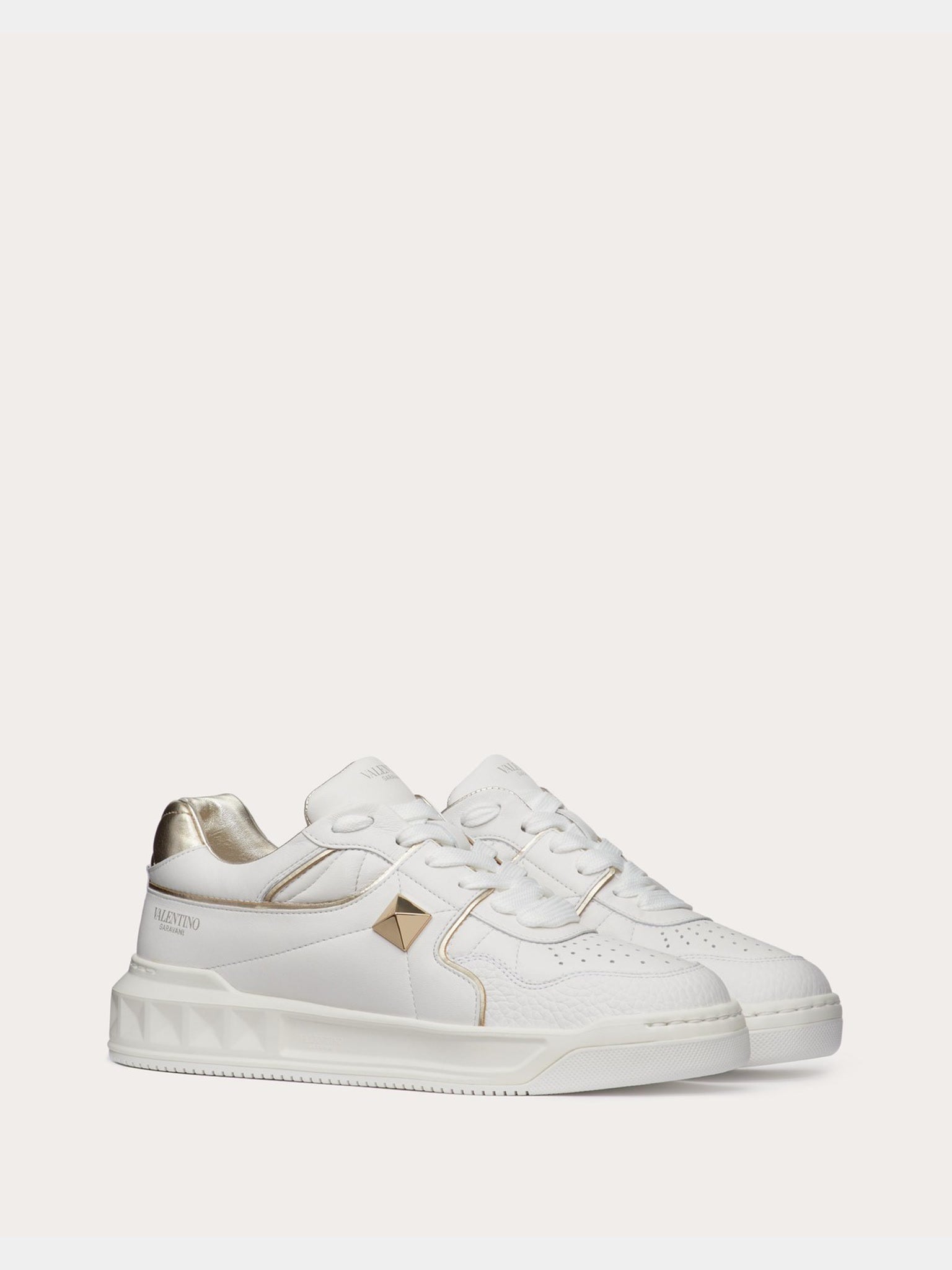 Valentino Sneaker Damskie Biało - Platynowe One Stud Low - TopValentino