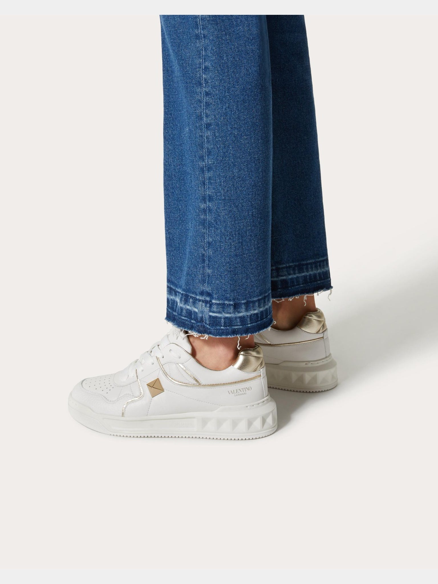 Valentino Sneaker Damskie Biało - Platynowe One Stud Low - TopValentino