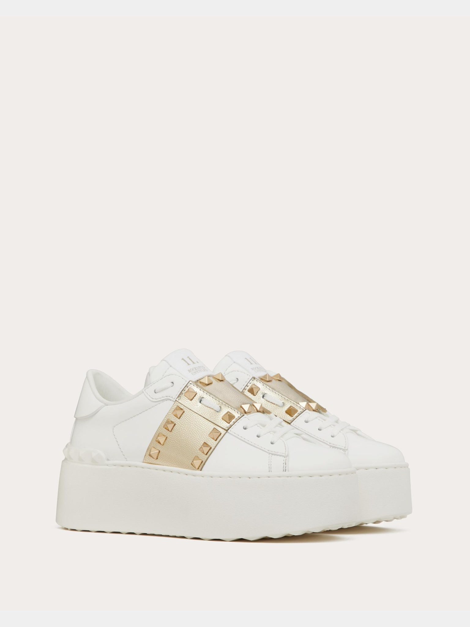 Valentino Sneakers Damskie Biało - Platynowe Flatform RockstudValentino